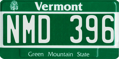 VT license plate NMD396