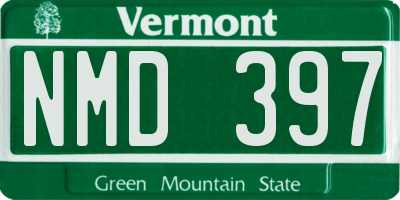 VT license plate NMD397