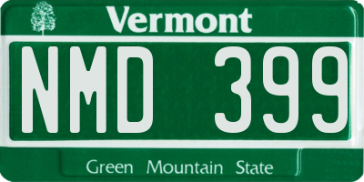 VT license plate NMD399