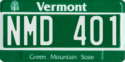 VT license plate NMD401
