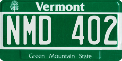 VT license plate NMD402