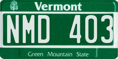 VT license plate NMD403