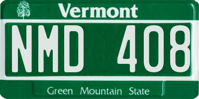 VT license plate NMD408