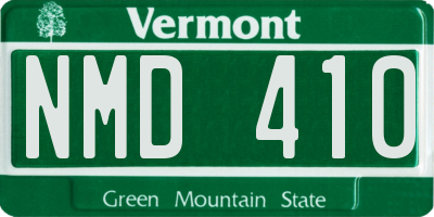 VT license plate NMD410