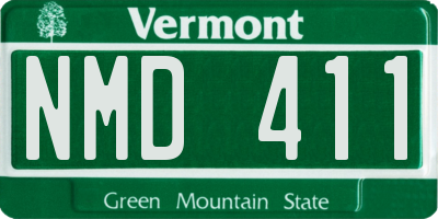 VT license plate NMD411