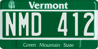 VT license plate NMD412