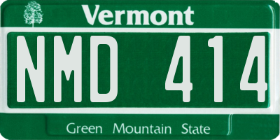 VT license plate NMD414