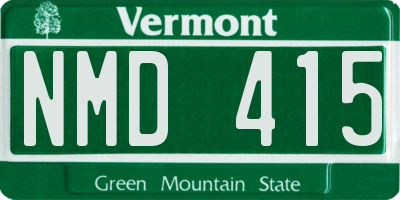 VT license plate NMD415