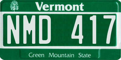 VT license plate NMD417