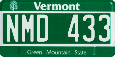 VT license plate NMD433
