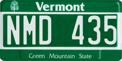 VT license plate NMD435