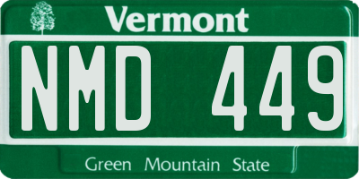 VT license plate NMD449