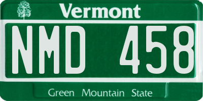 VT license plate NMD458
