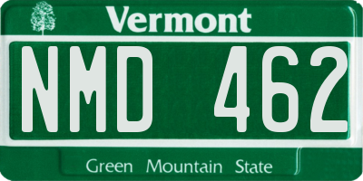 VT license plate NMD462