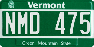 VT license plate NMD475