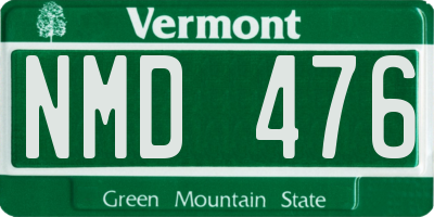 VT license plate NMD476