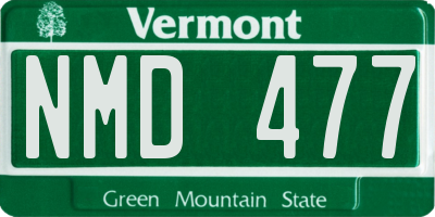 VT license plate NMD477