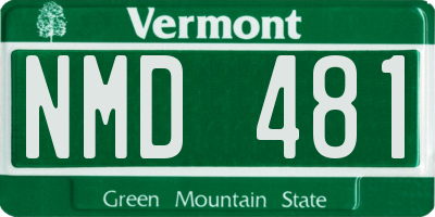 VT license plate NMD481