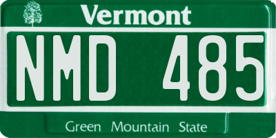 VT license plate NMD485