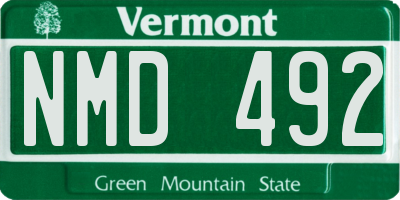 VT license plate NMD492