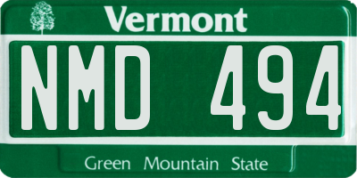 VT license plate NMD494