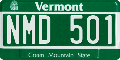 VT license plate NMD501