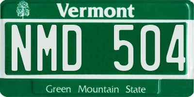 VT license plate NMD504