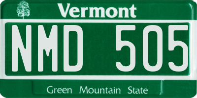 VT license plate NMD505