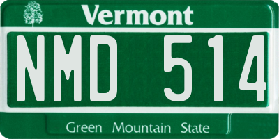 VT license plate NMD514