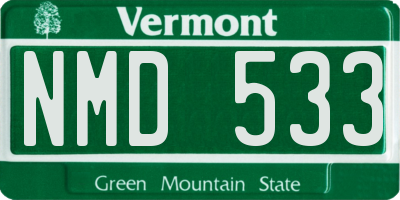VT license plate NMD533