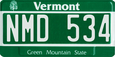 VT license plate NMD534