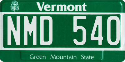VT license plate NMD540