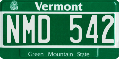VT license plate NMD542