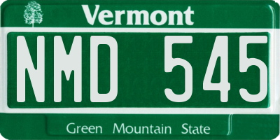 VT license plate NMD545