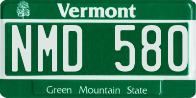 VT license plate NMD580