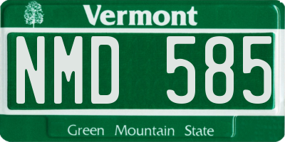 VT license plate NMD585