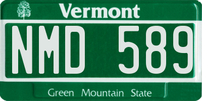 VT license plate NMD589