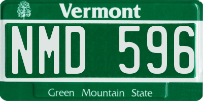 VT license plate NMD596