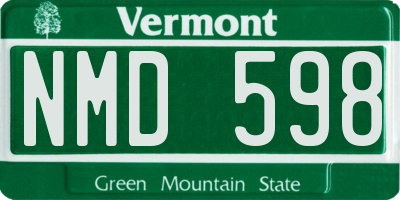 VT license plate NMD598