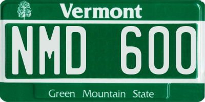 VT license plate NMD600