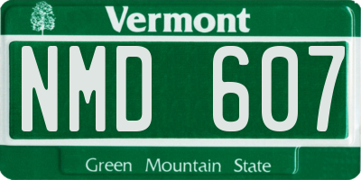 VT license plate NMD607