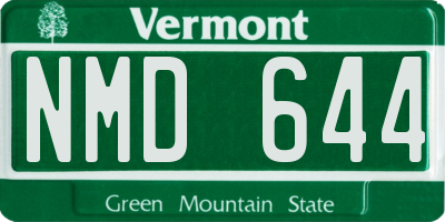 VT license plate NMD644
