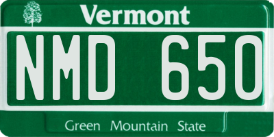 VT license plate NMD650