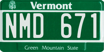 VT license plate NMD671