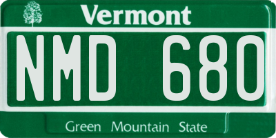 VT license plate NMD680
