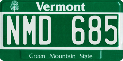 VT license plate NMD685