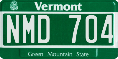VT license plate NMD704