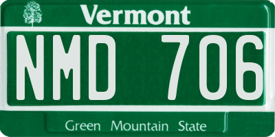 VT license plate NMD706