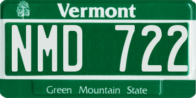 VT license plate NMD722