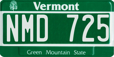VT license plate NMD725
